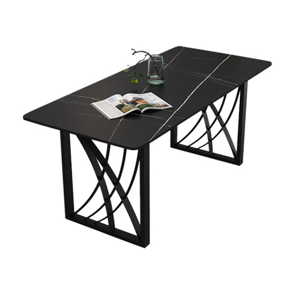 1/2/4/5/7 Pieces Dinette Set Modern Sintered Stone Dining Table Set with Chairs Black 79"L x 31"W Clearhalo 'Dining Room Sets' 'Dining Tables & Seating' 'dining_room_set' 'furn' 'furn_dining_room_set' 'Furniture' 'furniture_dining_room_set' 'Kitchen & Dining Furniture' 'kitchen&dining_furn' 'kitchen' 4438924