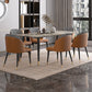 Nordic 1/2/3/5/7 Pieces Dining Set with Sintered Stone Table and Leather Chairs Dining Set 7 Pieces: Table, 6 Brown Chairs Clearhalo 'Dining Room Sets' 'Dining Tables & Seating' 'dining_room_set' 'furn' 'furn_dining_room_set' 'Furniture' 'furniture_dining_room_set' 'Kitchen & Dining Furniture' 'kitchen&dining_furn' 'kitchen' 4438941