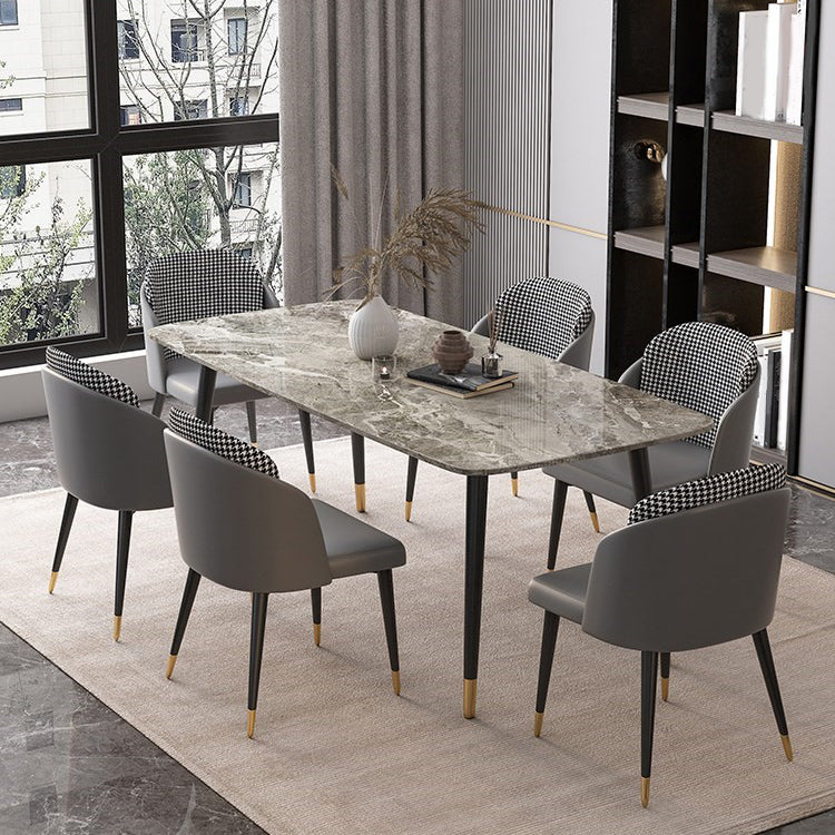 Nordic 1/2/3/5/7 Pieces Dining Set with Sintered Stone Table and Leather Chairs Dining Set Clearhalo 'Dining Room Sets' 'Dining Tables & Seating' 'dining_room_set' 'furn' 'furn_dining_room_set' 'Furniture' 'furniture_dining_room_set' 'Kitchen & Dining Furniture' 'kitchen&dining_furn' 'kitchen' 4438947