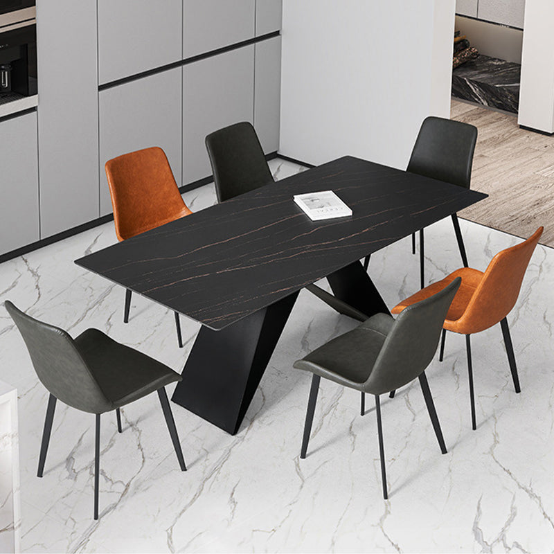 Contemporary 1/2/5/7 Pieces Dining Set Rectangle Sintered Stone Dining Table Set 7 Pieces: Table, 6 Chairs Clearhalo 'Dining Room Sets' 'Dining Tables & Seating' 'dining_room_set' 'furn' 'furn_dining_room_set' 'Furniture' 'furniture_dining_room_set' 'Kitchen & Dining Furniture' 'kitchen&dining_furn' 'kitchen' 4438961