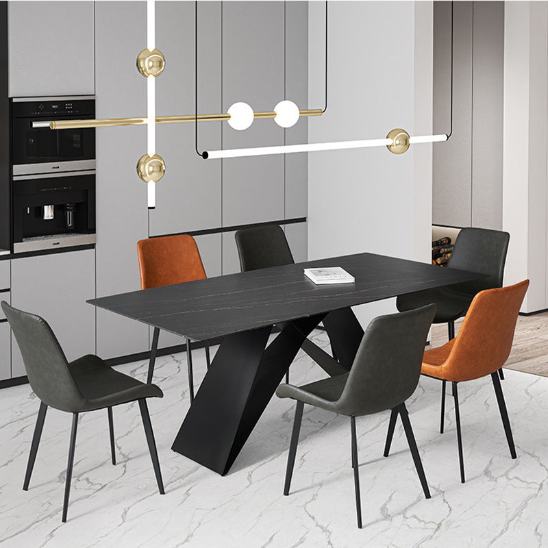Contemporary 1/2/5/7 Pieces Dining Set Rectangle Sintered Stone Dining Table Set Clearhalo 'Dining Room Sets' 'Dining Tables & Seating' 'dining_room_set' 'furn' 'furn_dining_room_set' 'Furniture' 'furniture_dining_room_set' 'Kitchen & Dining Furniture' 'kitchen&dining_furn' 'kitchen' 4438970
