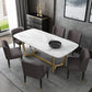 Glam 1/5/7 Pieces Dining Set Sintered Stone Dining Table for Home Use 7 Pieces: Table, 6 Grey Chairs Clearhalo 'Dining Room Sets' 'Dining Tables & Seating' 'dining_room_set' 'furn' 'furn_dining_room_set' 'Furniture' 'furniture_dining_room_set' 'Kitchen & Dining Furniture' 'kitchen&dining_furn' 'kitchen' 4438994
