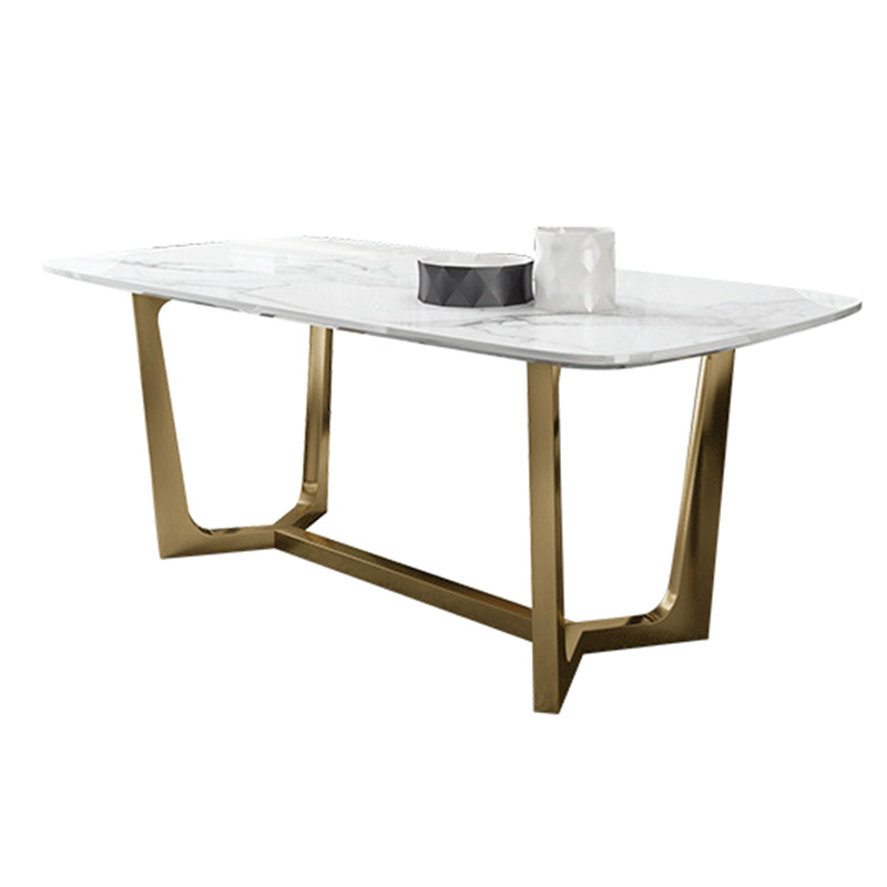 Glam 1/5/7 Pieces Dining Set Sintered Stone Dining Table for Home Use White 79"L x 39"W Clearhalo 'Dining Room Sets' 'Dining Tables & Seating' 'dining_room_set' 'furn' 'furn_dining_room_set' 'Furniture' 'furniture_dining_room_set' 'Kitchen & Dining Furniture' 'kitchen&dining_furn' 'kitchen' 4438998