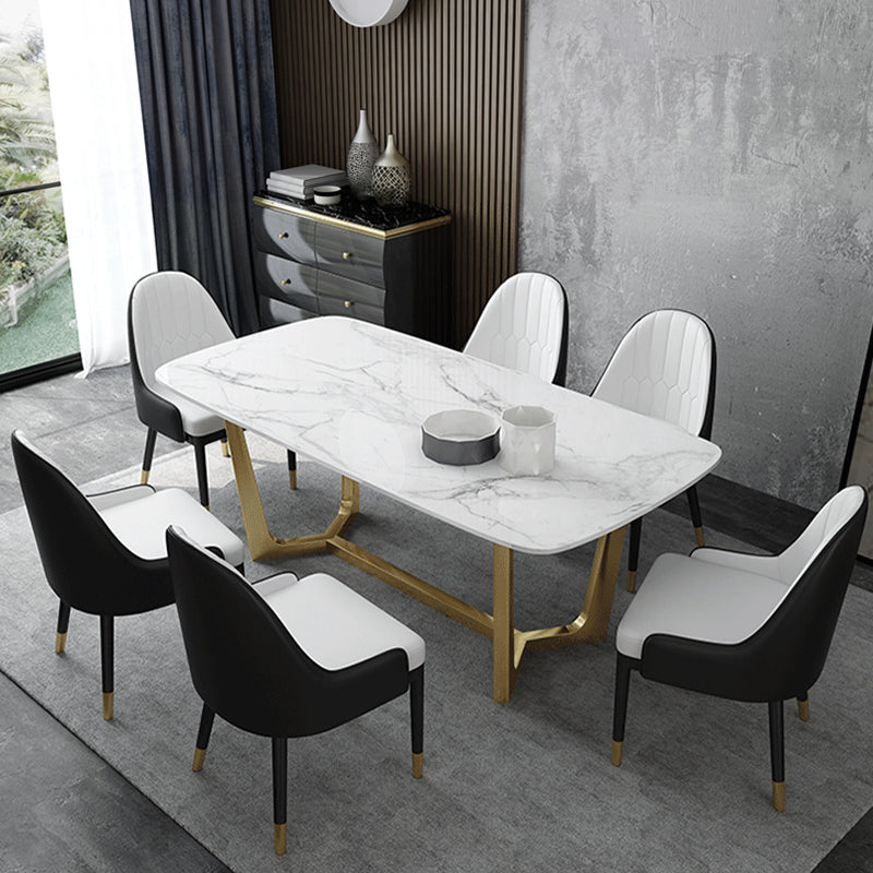 Glam 1/5/7 Pieces Dining Set Sintered Stone Dining Table for Home Use Clearhalo 'Dining Room Sets' 'Dining Tables & Seating' 'dining_room_set' 'furn' 'furn_dining_room_set' 'Furniture' 'furniture_dining_room_set' 'Kitchen & Dining Furniture' 'kitchen&dining_furn' 'kitchen' 4439002
