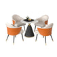 1/5 Pcs Metal Modern Dining Room Set with Round Table and Arm Chairs Dining Set 5 Pieces: Table, 4 Orange Chairs Clearhalo 'Dining Room Sets' 'Dining Tables & Seating' 'dining_room_set' 'furn' 'furn_dining_room_set' 'Furniture' 'furniture_dining_room_set' 'Kitchen & Dining Furniture' 'kitchen&dining_furn' 'kitchen' 4439011