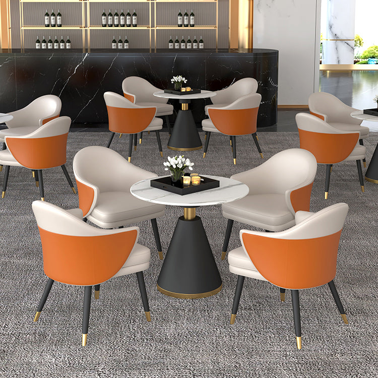 1/5 Pcs Metal Modern Dining Room Set with Round Table and Arm Chairs Dining Set Clearhalo 'Dining Room Sets' 'Dining Tables & Seating' 'dining_room_set' 'furn' 'furn_dining_room_set' 'Furniture' 'furniture_dining_room_set' 'Kitchen & Dining Furniture' 'kitchen&dining_furn' 'kitchen' 4439012