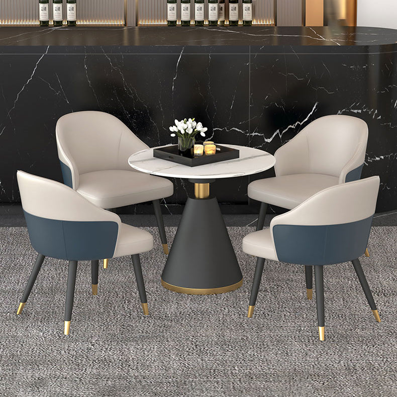 1/5 Pcs Metal Modern Dining Room Set with Round Table and Arm Chairs Dining Set Clearhalo 'Dining Room Sets' 'Dining Tables & Seating' 'dining_room_set' 'furn' 'furn_dining_room_set' 'Furniture' 'furniture_dining_room_set' 'Kitchen & Dining Furniture' 'kitchen&dining_furn' 'kitchen' 4439015