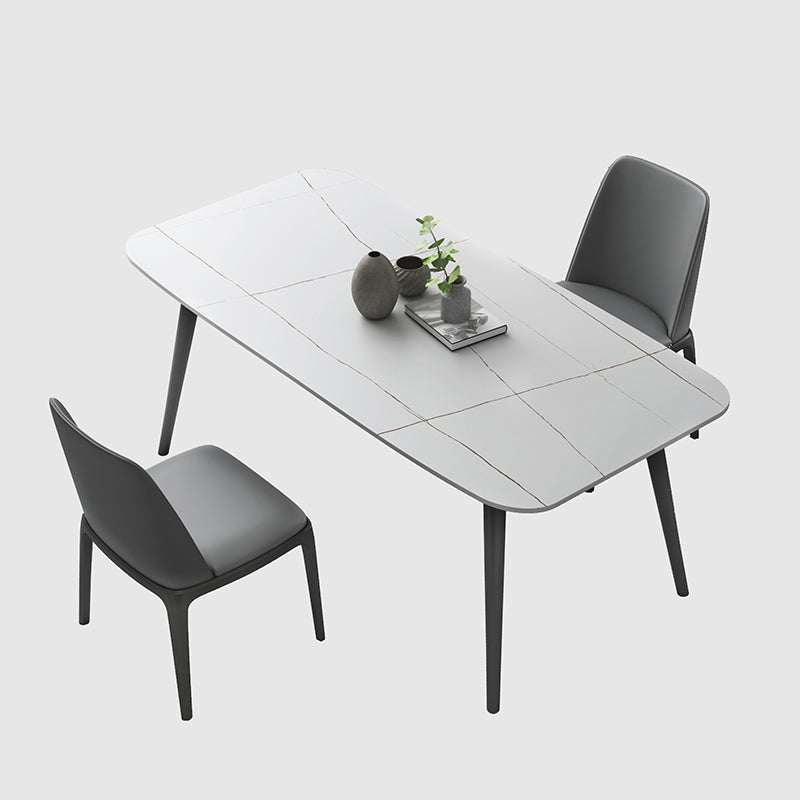 Modern 1/2/3/5/7 Pieces Dining Set Sintered Stone Dining Table Set 3 Pieces: White Table, 2 Chairs Clearhalo 'Dining Room Sets' 'Dining Tables & Seating' 'dining_room_set' 'furn' 'furn_dining_room_set' 'Furniture' 'furniture_dining_room_set' 'Kitchen & Dining Furniture' 'kitchen&dining_furn' 'kitchen' 4439035