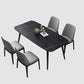 Modern 1/2/3/5/7 Pieces Dining Set Sintered Stone Dining Table Set 5 Pieces: Black Table, 4 Chairs Clearhalo 'Dining Room Sets' 'Dining Tables & Seating' 'dining_room_set' 'furn' 'furn_dining_room_set' 'Furniture' 'furniture_dining_room_set' 'Kitchen & Dining Furniture' 'kitchen&dining_furn' 'kitchen' 4439049