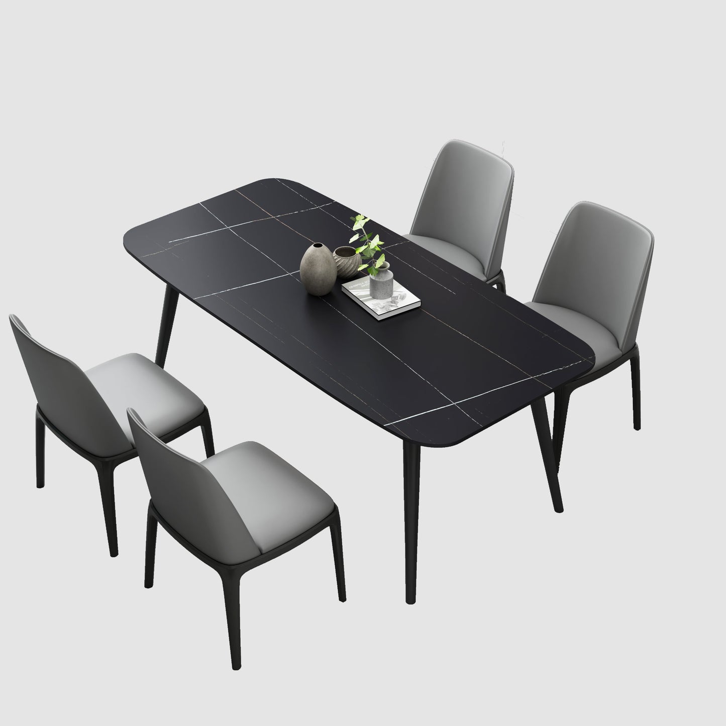Modern 1/2/3/5/7 Pieces Dining Set Sintered Stone Dining Table Set 5 Pieces: Black Table, 4 Chairs Clearhalo 'Dining Room Sets' 'Dining Tables & Seating' 'dining_room_set' 'furn' 'furn_dining_room_set' 'Furniture' 'furniture_dining_room_set' 'Kitchen & Dining Furniture' 'kitchen&dining_furn' 'kitchen' 4439049