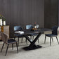 Modern 1/2/5/7 Pieces Dining Set Sintered Stone Dining Table Set 5 Pieces: Table, 4 Blue Chairs Clearhalo 'Dining Room Sets' 'Dining Tables & Seating' 'dining_room_set' 'furn' 'furn_dining_room_set' 'Furniture' 'furniture_dining_room_set' 'Kitchen & Dining Furniture' 'kitchen&dining_furn' 'kitchen' 4439057