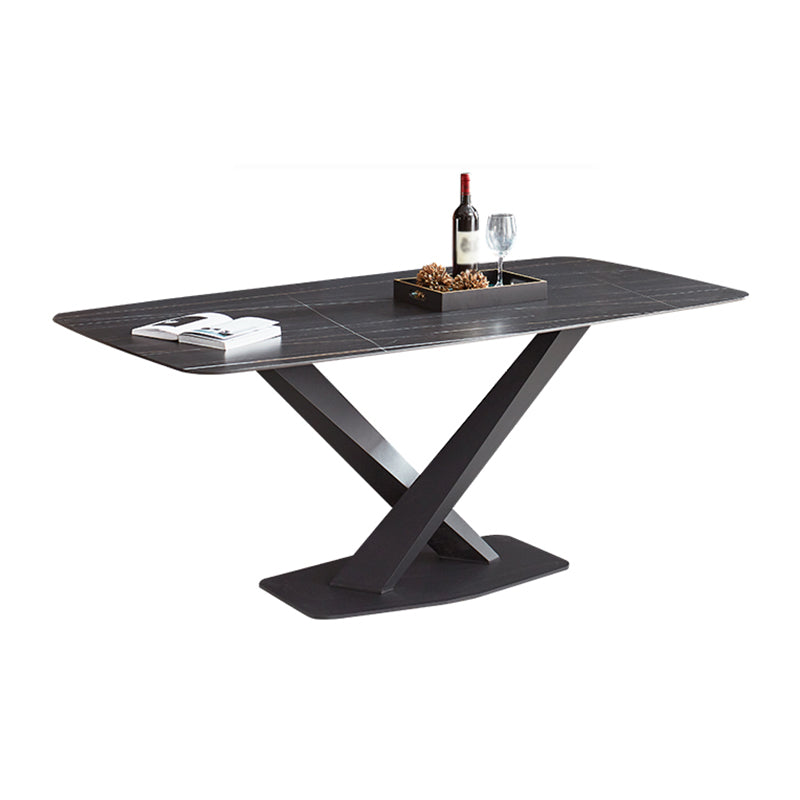 Modern 1/2/5/7 Pieces Dining Set Sintered Stone Dining Table Set Black 70.9"L x 35.4"W Clearhalo 'Dining Room Sets' 'Dining Tables & Seating' 'dining_room_set' 'furn' 'furn_dining_room_set' 'Furniture' 'furniture_dining_room_set' 'Kitchen & Dining Furniture' 'kitchen&dining_furn' 'kitchen' 4439058