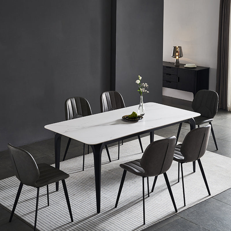 Contemporary 1/4/5/7 Pieces Dining Set Sintered Stone Dining Table Set 7 Pieces: Table, 6 Chairs Clearhalo 'Dining Room Sets' 'Dining Tables & Seating' 'dining_room_set' 'furn' 'furn_dining_room_set' 'Furniture' 'furniture_dining_room_set' 'Kitchen & Dining Furniture' 'kitchen&dining_furn' 'kitchen' 4439080