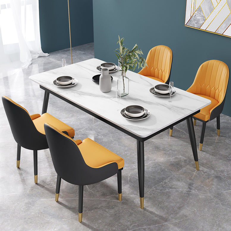 Glam 1/2/3/5/7 Pieces Dining Set Sintered Stone Dining Table Set for Home Use Clearhalo 'Dining Room Sets' 'Dining Tables & Seating' 'dining_room_set' 'furn' 'furn_dining_room_set' 'Furniture' 'furniture_dining_room_set' 'Kitchen & Dining Furniture' 'kitchen&dining_furn' 'kitchen' 4439110