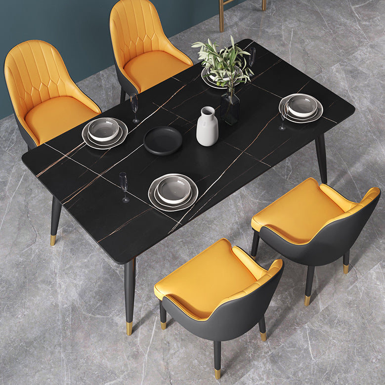 Glam 1/2/3/5/7 Pieces Dining Set Sintered Stone Dining Table Set for Home Use Clearhalo 'Dining Room Sets' 'Dining Tables & Seating' 'dining_room_set' 'furn' 'furn_dining_room_set' 'Furniture' 'furniture_dining_room_set' 'Kitchen & Dining Furniture' 'kitchen&dining_furn' 'kitchen' 4439111