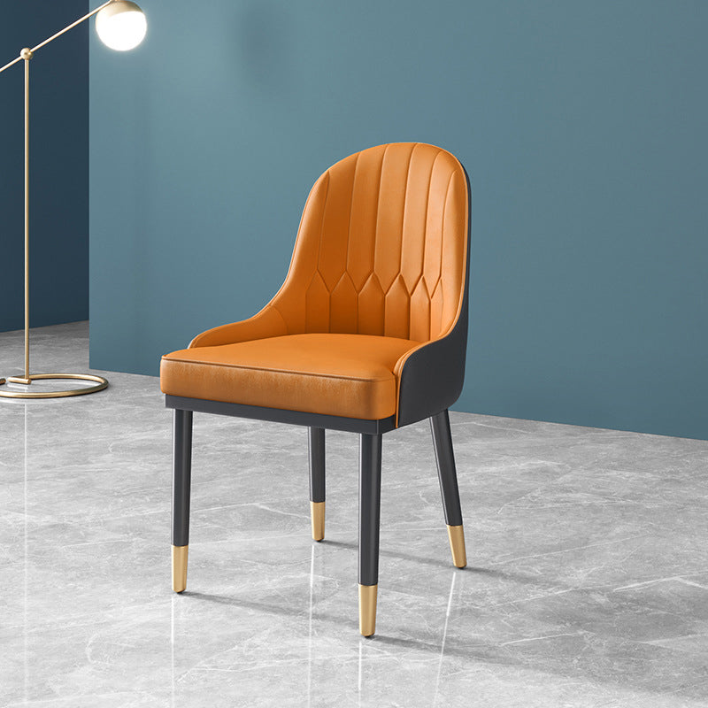 1/3/5/7 Pcs Metal Modern Dining Set with Rectangle Table Dinette Set 1 Orange Chair Clearhalo 'Dining Room Sets' 'Dining Tables & Seating' 'dining_room_set' 'Furniture' 'furniture_dining_room_set' 'Kitchen & Dining Furniture' 'kitchen&dining_furn' 'kitchen' 4439156