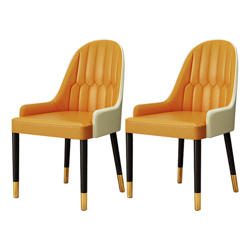 1/2/4/5 Pcs Metal Glam Style Dining Set with Round Table Dinette Set 2 Orange-White Chairs Clearhalo 'Dining Room Sets' 'Dining Tables & Seating' 'dining_room_set' 'furn' 'furn_dining_room_set' 'Furniture' 'furniture_dining_room_set' 'Kitchen & Dining Furniture' 'kitchen&dining_furn' 'kitchen' 4439169