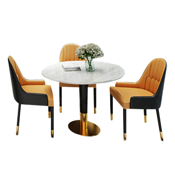 1/2/4/5 Pcs Metal Glam Style Dining Set with Round Table Dinette Set 4 Pieces: Table, 3 Chairs Clearhalo 'Dining Room Sets' 'Dining Tables & Seating' 'dining_room_set' 'furn' 'furn_dining_room_set' 'Furniture' 'furniture_dining_room_set' 'Kitchen & Dining Furniture' 'kitchen&dining_furn' 'kitchen' 4439180