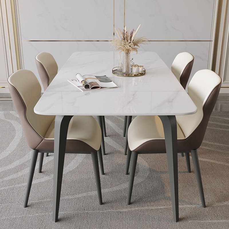 Modern 1/2/5/9 Pieces Rectangle Dining Set with Sintered Stone Table Dinette Set 5 Pieces: Table, 4 Chairs Clearhalo 'Dining Room Sets' 'Dining Tables & Seating' 'dining_room_set' 'furn' 'furn_dining_room_set' 'Furniture' 'furniture_dining_room_set' 'Kitchen & Dining Furniture' 'kitchen&dining_furn' 'kitchen' 4439189