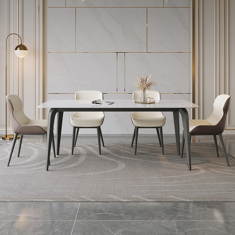 Modern 1/2/5/9 Pieces Rectangle Dining Set with Sintered Stone Table Dinette Set Clearhalo 'Dining Room Sets' 'Dining Tables & Seating' 'dining_room_set' 'furn' 'furn_dining_room_set' 'Furniture' 'furniture_dining_room_set' 'Kitchen & Dining Furniture' 'kitchen&dining_furn' 'kitchen' 4439191