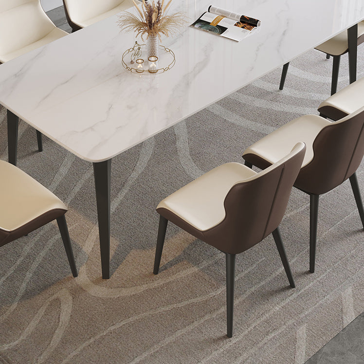 Modern 1/2/5/9 Pieces Rectangle Dining Set with Sintered Stone Table Dinette Set Clearhalo 'Dining Room Sets' 'Dining Tables & Seating' 'dining_room_set' 'furn' 'furn_dining_room_set' 'Furniture' 'furniture_dining_room_set' 'Kitchen & Dining Furniture' 'kitchen&dining_furn' 'kitchen' 4439193