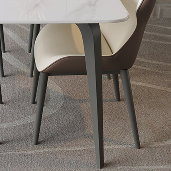 Modern 1/2/5/9 Pieces Rectangle Dining Set with Sintered Stone Table Dinette Set Clearhalo 'Dining Room Sets' 'Dining Tables & Seating' 'dining_room_set' 'furn' 'furn_dining_room_set' 'Furniture' 'furniture_dining_room_set' 'Kitchen & Dining Furniture' 'kitchen&dining_furn' 'kitchen' 4439196