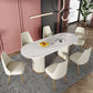 Glam 1/2/5/7 Pieces Dining Set Sintered Stone Dining Table Set with PU Leather Chairs 7 Pieces: White Table, 6 Chairs Clearhalo 'Dining Room Sets' 'Dining Tables & Seating' 'dining_room_set' 'furn' 'furn_dining_room_set' 'Furniture' 'furniture_dining_room_set' 'Kitchen & Dining Furniture' 'kitchen&dining_furn' 'kitchen' 4439260