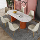 Glam 1/2/5/7 Pieces Dining Set Sintered Stone Dining Table Set with PU Leather Chairs 7 Pieces: Orange Table, 6 Chairs Clearhalo 'Dining Room Sets' 'Dining Tables & Seating' 'dining_room_set' 'furn' 'furn_dining_room_set' 'Furniture' 'furniture_dining_room_set' 'Kitchen & Dining Furniture' 'kitchen&dining_furn' 'kitchen' 4439265