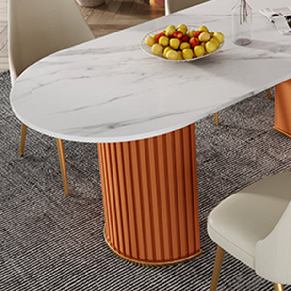 Glam 1/2/5/7 Pieces Dining Set Sintered Stone Dining Table Set with PU Leather Chairs Clearhalo 'Dining Room Sets' 'Dining Tables & Seating' 'dining_room_set' 'furn' 'furn_dining_room_set' 'Furniture' 'furniture_dining_room_set' 'Kitchen & Dining Furniture' 'kitchen&dining_furn' 'kitchen' 4439269