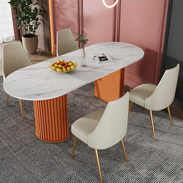 Glam 1/2/5/7 Pieces Dining Set Sintered Stone Dining Table Set with PU Leather Chairs Clearhalo 'Dining Room Sets' 'Dining Tables & Seating' 'dining_room_set' 'furn' 'furn_dining_room_set' 'Furniture' 'furniture_dining_room_set' 'Kitchen & Dining Furniture' 'kitchen&dining_furn' 'kitchen' 4439274