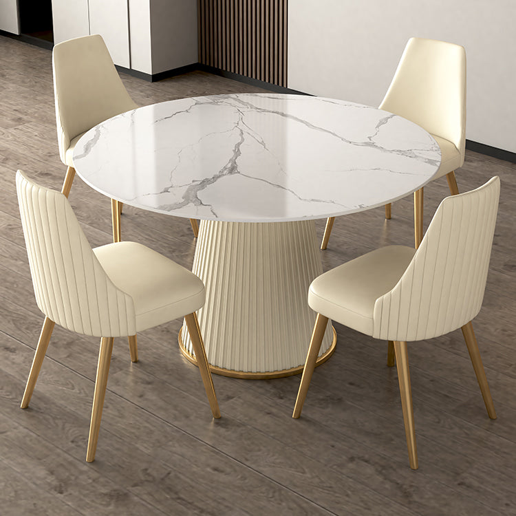 Nordic 1/2/5/7 Pieces Round Dinette Set with Sintered Stone Table and Chairs Furniture Clearhalo 'Dining Room Sets' 'Dining Tables & Seating' 'dining_room_set' 'furn' 'furn_dining_room_set' 'Furniture' 'furniture_dining_room_set' 'Kitchen & Dining Furniture' 'kitchen&dining_furn' 'kitchen' 4439284