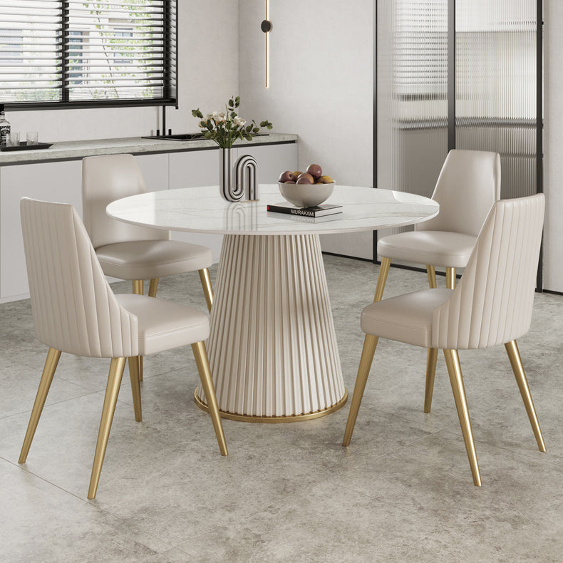 Nordic 1/2/5/7 Pieces Round Dinette Set with Sintered Stone Table and Chairs Furniture Clearhalo 'Dining Room Sets' 'Dining Tables & Seating' 'dining_room_set' 'furn' 'furn_dining_room_set' 'Furniture' 'furniture_dining_room_set' 'Kitchen & Dining Furniture' 'kitchen&dining_furn' 'kitchen' 4439287