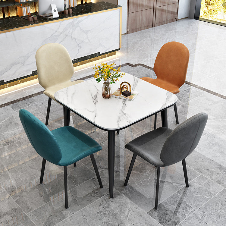 Stone Dining Site Table Industrial Style Dining Room Table for Dining Room Square White 31.5"L x 31.5"W x 29.5"H Clearhalo ' dining_table' 'Dining Tables & Seating' 'Dining Tables' 'furn' 'furn_dining_table' 'Furniture' 'furniture_dining_table' 'Kitchen & Dining Furniture' 'kitchen&dining_furn' 'kitchen' 'kitchen_dining_table' 4439312