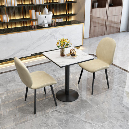 Stone Dining Site Table Industrial Style Dining Room Table for Dining Room Square White 23.6"L x 23.6"W x 29.5"H Clearhalo ' dining_table' 'Dining Tables & Seating' 'Dining Tables' 'furn' 'furn_dining_table' 'Furniture' 'furniture_dining_table' 'Kitchen & Dining Furniture' 'kitchen&dining_furn' 'kitchen' 'kitchen_dining_table' 4439313