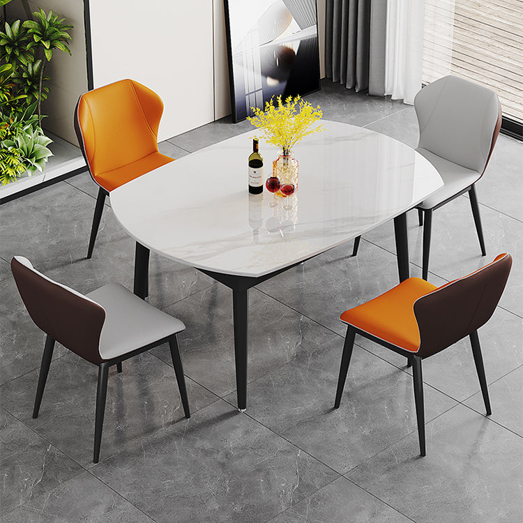 Contemporary Sintered Stone Dining Table Round Dining Table with 4 Legs White 51.2"L x 51.2"W x 29.5"H Without Chairs Clearhalo ' dining_table' 'Dining Tables & Seating' 'Dining Tables' 'furn' 'furn_dining_table' 'Furniture' 'furniture_dining_table' 'Kitchen & Dining Furniture' 'kitchen&dining_furn' 'kitchen' 'kitchen_dining_table' 4439351