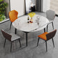 Contemporary Sintered Stone Dining Table Round Dining Table with 4 Legs Black White Without Chairs Clearhalo ' dining_table' 'Dining Tables & Seating' 'Dining Tables' 'furn' 'furn_dining_table' 'Furniture' 'furniture_dining_table' 'Kitchen & Dining Furniture' 'kitchen&dining_furn' 'kitchen' 'kitchen_dining_table' 4439352
