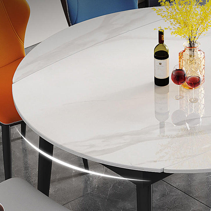 Contemporary Sintered Stone Dining Table Round Dining Table with 4 Legs Clearhalo ' dining_table' 'Dining Tables & Seating' 'Dining Tables' 'furn' 'furn_dining_table' 'Furniture' 'furniture_dining_table' 'Kitchen & Dining Furniture' 'kitchen&dining_furn' 'kitchen' 'kitchen_dining_table' 4439355