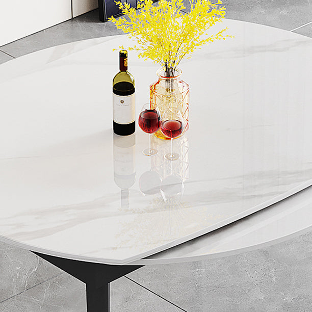 Contemporary Sintered Stone Dining Table Round Dining Table with 4 Legs Clearhalo ' dining_table' 'Dining Tables & Seating' 'Dining Tables' 'furn' 'furn_dining_table' 'Furniture' 'furniture_dining_table' 'Kitchen & Dining Furniture' 'kitchen&dining_furn' 'kitchen' 'kitchen_dining_table' 4439357