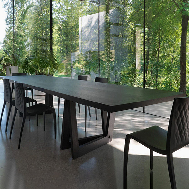 Industrial Pine Wood Table for Restaurant Rectangle Dining Table with Double Pedestal Base Black 86.6"L x 35.4"W x 29.5"H Without Chairs Clearhalo ' dining_table' 'Dining Tables & Seating' 'Dining Tables' 'furn' 'furn_dining_table' 'Furniture' 'furniture_dining_table' 'Kitchen & Dining Furniture' 'kitchen&dining_furn' 'kitchen' 'kitchen_dining_table' 4439388