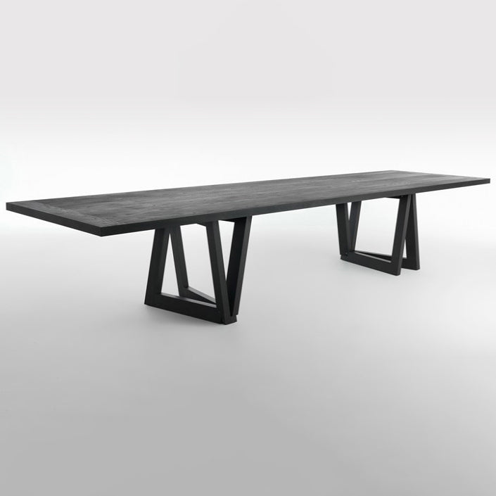 Industrial Pine Wood Table for Restaurant Rectangle Dining Table with Double Pedestal Base Black 94.5"L x 35.4"W x 29.5"H Without Chairs Clearhalo ' dining_table' 'Dining Tables & Seating' 'Dining Tables' 'furn' 'furn_dining_table' 'Furniture' 'furniture_dining_table' 'Kitchen & Dining Furniture' 'kitchen&dining_furn' 'kitchen' 'kitchen_dining_table' 4439390