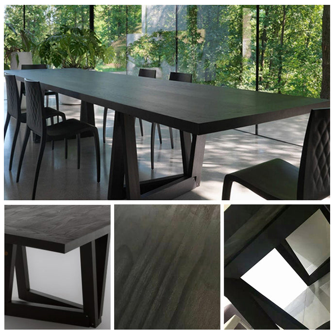 Industrial Pine Wood Table for Restaurant Rectangle Dining Table with Double Pedestal Base Clearhalo ' dining_table' 'Dining Tables & Seating' 'Dining Tables' 'furn' 'furn_dining_table' 'Furniture' 'furniture_dining_table' 'Kitchen & Dining Furniture' 'kitchen&dining_furn' 'kitchen' 'kitchen_dining_table' 4439393