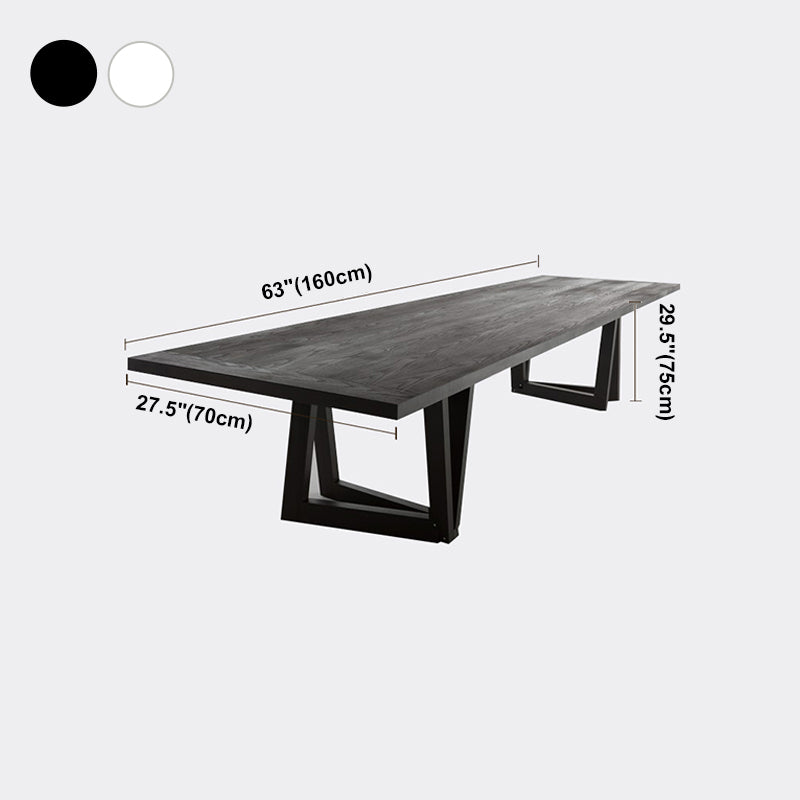 Industrial Pine Wood Table for Restaurant Rectangle Dining Table with Double Pedestal Base Clearhalo ' dining_table' 'Dining Tables & Seating' 'Dining Tables' 'furn' 'furn_dining_table' 'Furniture' 'furniture_dining_table' 'Kitchen & Dining Furniture' 'kitchen&dining_furn' 'kitchen' 'kitchen_dining_table' 4439396