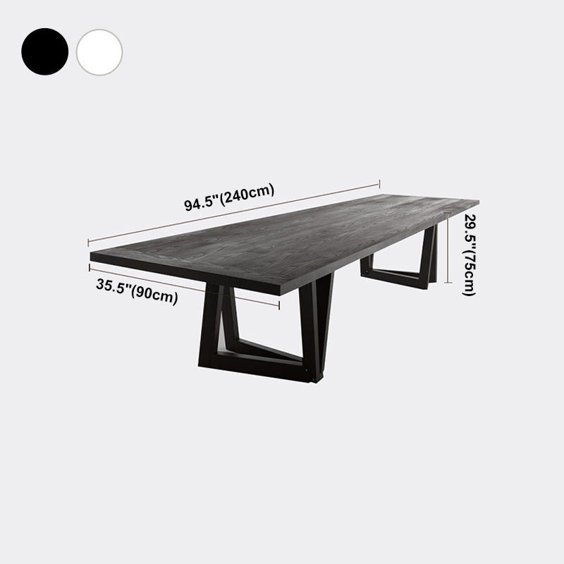 Industrial Pine Wood Table for Restaurant Rectangle Dining Table with Double Pedestal Base Clearhalo ' dining_table' 'Dining Tables & Seating' 'Dining Tables' 'furn' 'furn_dining_table' 'Furniture' 'furniture_dining_table' 'Kitchen & Dining Furniture' 'kitchen&dining_furn' 'kitchen' 'kitchen_dining_table' 4439400