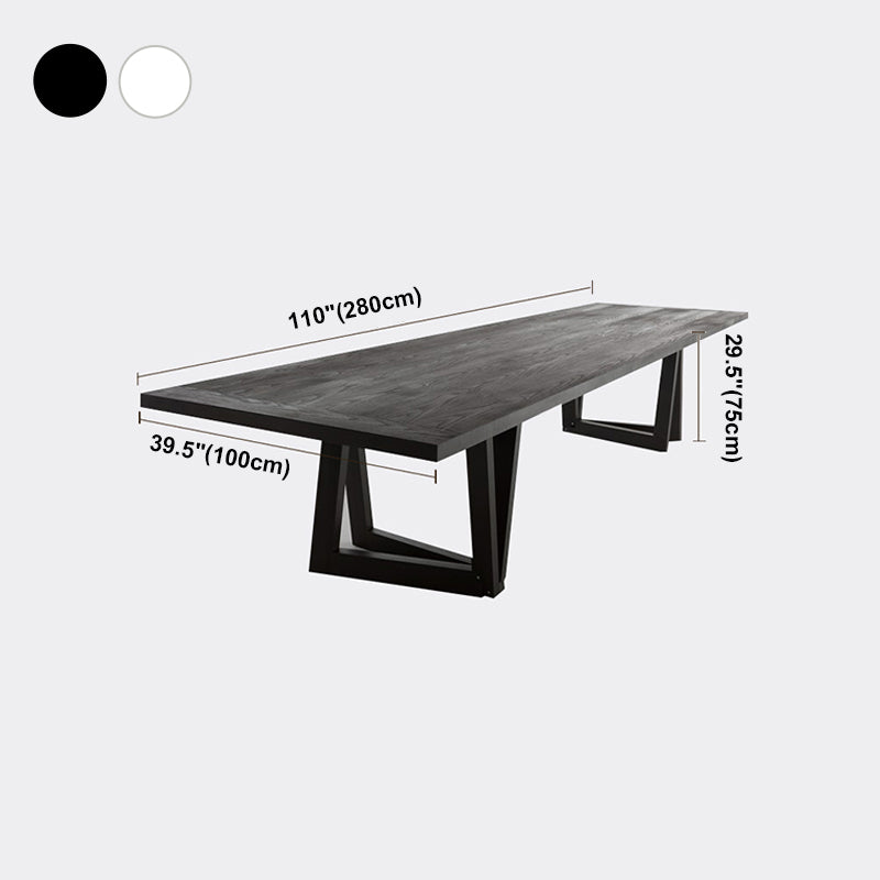 Industrial Pine Wood Table for Restaurant Rectangle Dining Table with Double Pedestal Base Clearhalo ' dining_table' 'Dining Tables & Seating' 'Dining Tables' 'furn' 'furn_dining_table' 'Furniture' 'furniture_dining_table' 'Kitchen & Dining Furniture' 'kitchen&dining_furn' 'kitchen' 'kitchen_dining_table' 4439401