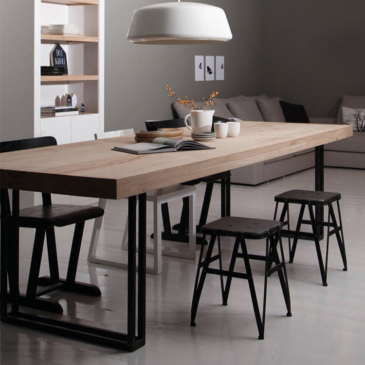 Rectangle Industrial Dining Table Solid Wood Fixed Dinette Table Natural 78.7"L x 31.5"W x 29.5"H Without Chairs Clearhalo ' dining_table' 'Dining Tables & Seating' 'Dining Tables' 'furn' 'furn_dining_table' 'Furniture' 'furniture_dining_table' 'Kitchen & Dining Furniture' 'kitchen&dining_furn' 'kitchen' 'kitchen_dining_table' 4439403