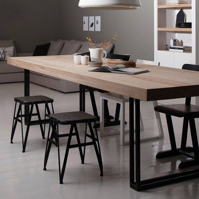Rectangle Industrial Dining Table Solid Wood Fixed Dinette Table Natural Without Chairs Clearhalo ' dining_table' 'Dining Tables & Seating' 'Dining Tables' 'furn' 'furn_dining_table' 'Furniture' 'furniture_dining_table' 'Kitchen & Dining Furniture' 'kitchen&dining_furn' 'kitchen' 'kitchen_dining_table' 4439404