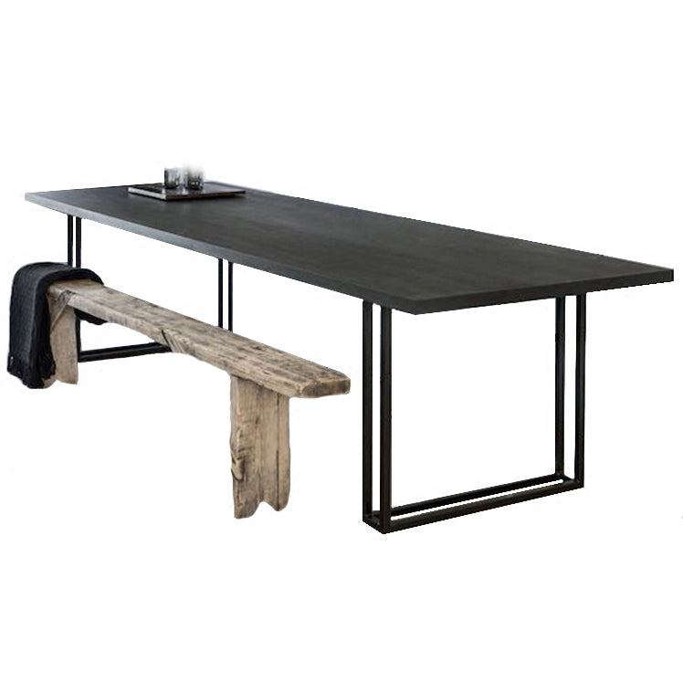 Rectangle Industrial Dining Table Solid Wood Fixed Dinette Table Black Without Chairs Clearhalo ' dining_table' 'Dining Tables & Seating' 'Dining Tables' 'furn' 'furn_dining_table' 'Furniture' 'furniture_dining_table' 'Kitchen & Dining Furniture' 'kitchen&dining_furn' 'kitchen' 'kitchen_dining_table' 4439406