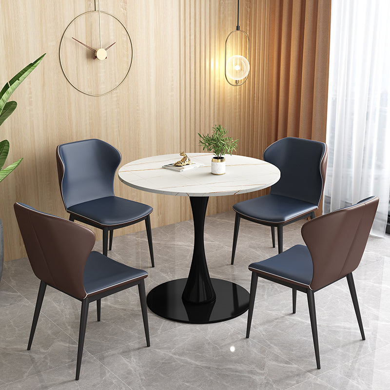 Stone Pedestal Dinning Table Contemporary Style Round Furniture for Indoor White 27.6"L x 27.6"W x 29.5"H Without Chairs Clearhalo ' dining_table' 'Dining Tables & Seating' 'Dining Tables' 'furn' 'furn_dining_table' 'Furniture' 'furniture_dining_table' 'Kitchen & Dining Furniture' 'kitchen&dining_furn' 'kitchen' 'kitchen_dining_table' 4439417