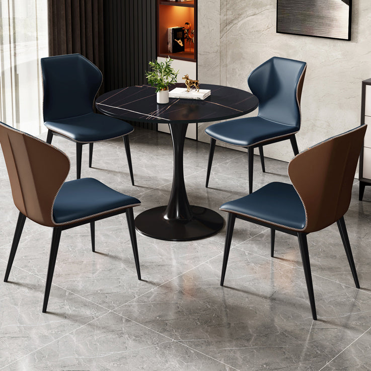 Stone Pedestal Dinning Table Contemporary Style Round Furniture for Indoor Black Without Chairs Clearhalo ' dining_table' 'Dining Tables & Seating' 'Dining Tables' 'furn' 'furn_dining_table' 'Furniture' 'furniture_dining_table' 'Kitchen & Dining Furniture' 'kitchen&dining_furn' 'kitchen' 'kitchen_dining_table' 4439419