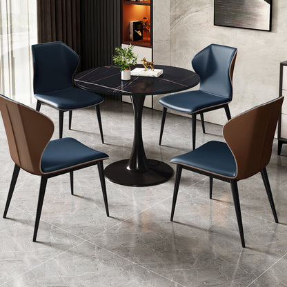 Stone Pedestal Dinning Table Contemporary Style Round Furniture for Indoor Black Without Chairs Clearhalo ' dining_table' 'Dining Tables & Seating' 'Dining Tables' 'furn' 'furn_dining_table' 'Furniture' 'furniture_dining_table' 'Kitchen & Dining Furniture' 'kitchen&dining_furn' 'kitchen' 'kitchen_dining_table' 4439419